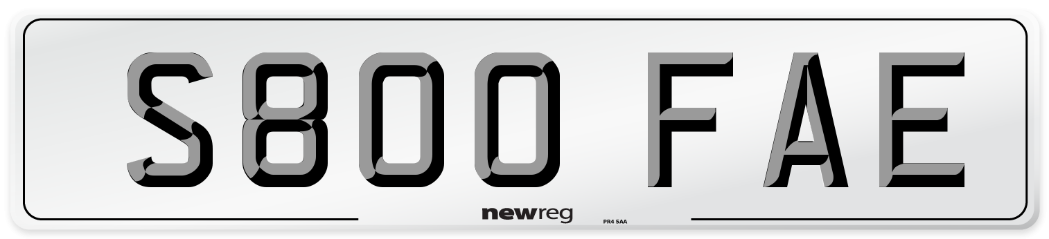 S800 FAE Number Plate from New Reg